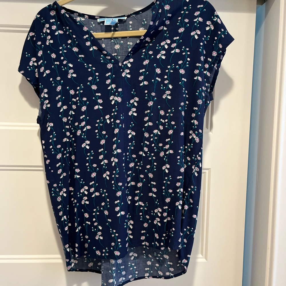 Draper James Floral Navy Blue Women's Top